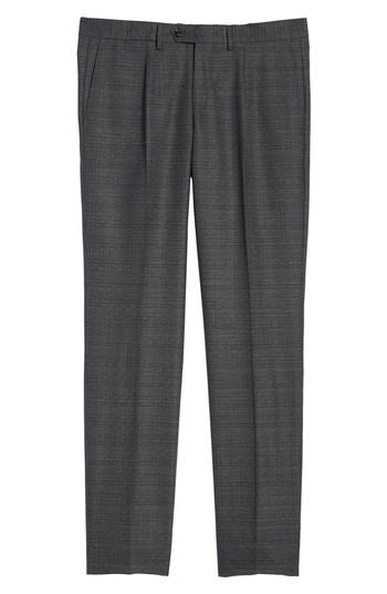 Men's Eleventy Pleated Solid Wool Trousers