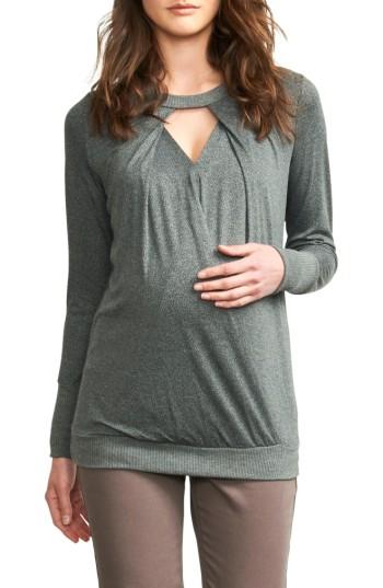 Women's Maternity America Keyhole Maternity Top - Grey
