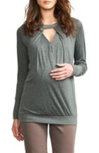 Women's Maternity America Keyhole Maternity Top - Grey