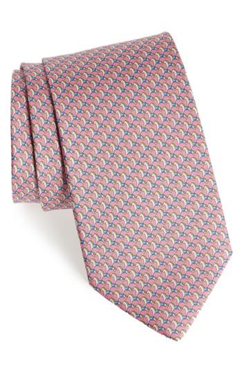 Men's Salvatore Ferragamo Edwin Print Silk Tie, Size - Pink