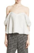 Women's Rebecca Taylor Stripe Off The Shoulder Tie Cuff Top