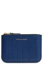 Men's Comme Des Garcons Brick Line Embossed Leather Zip Pouch - Blue
