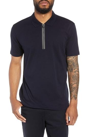 Men's Boss Dazel Quarter Zip Polo Shirt - Blue