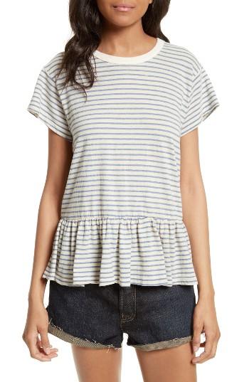 Women's The Great. The Ruffle Stripe Tee - Blue