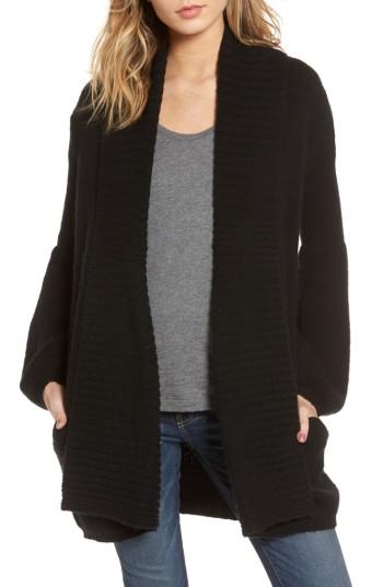 Women's Hinge Ribbed Cardigan, Size - Black