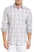 Men's Bugatchi Classic Fit Plaid Sport Shirt - White