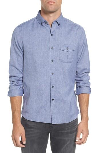 Men's Michael Bastian Jaspe Trim Fit Heather Sport Shirt, Size - Blue