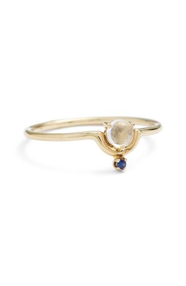 Women's Wwake Nestled Moonstone & Sapphire Ring