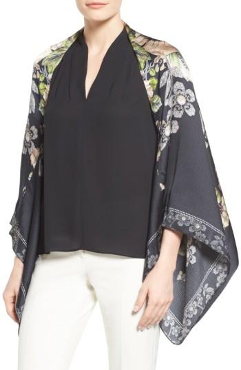 Women's Ted Baker London Gem Gardens Cape Scarf, Size - Black