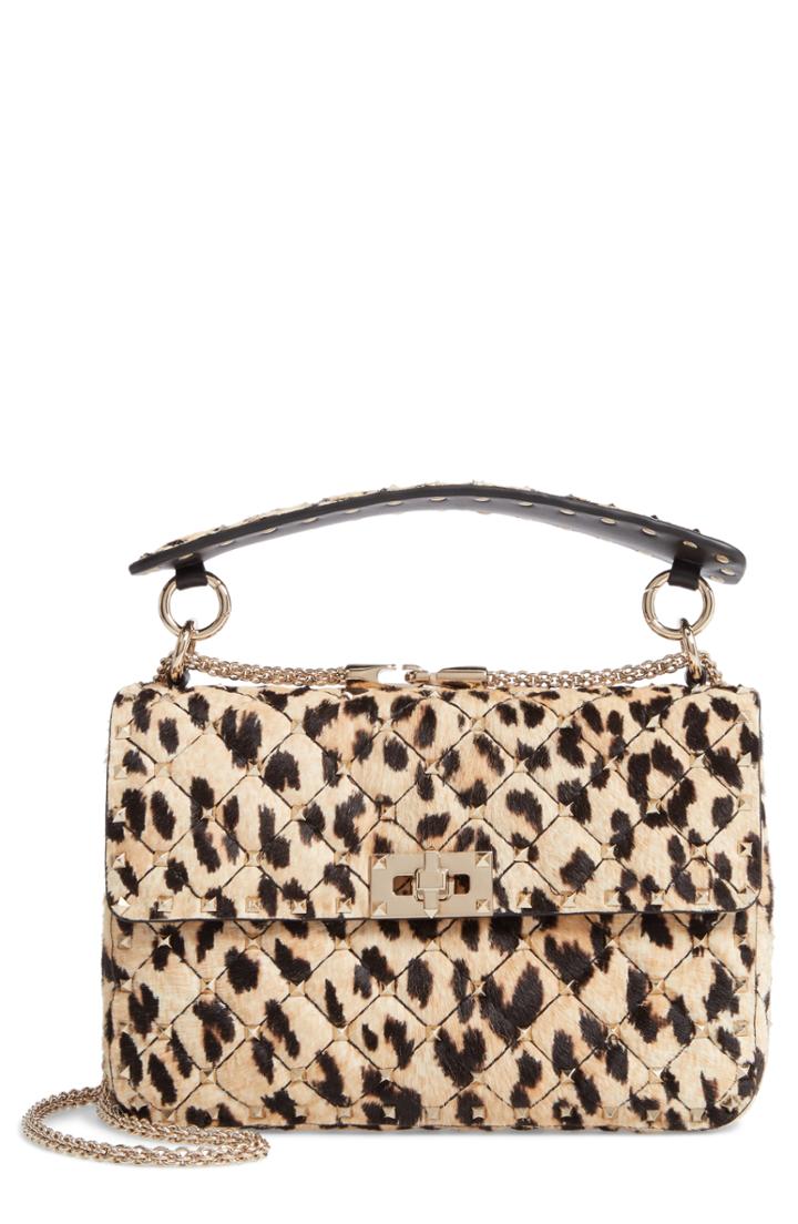 Valentino Garavani Rockstud Medium Genuine Calf Hair Shoulder Bag -