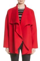 Women's St. John Collection Double Face Wool Blend Drape Coat, Size - Red