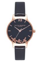Women's Olivia Burton Busy Bees Leather Strap Watch, 30mm