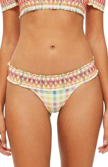 Women's Topshop Check High-leg Bikini Bottoms Us (fits Like 2-4) - Red