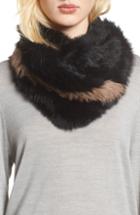 Women's Love Token Genuine Rabbit Fur Infinity Scarf, Size - Black