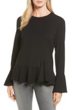 Women's Gibson Ruffle Hem Bell Sleeve Top - Black