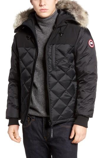 Men's Canada Goose Pritchard Genuine Coyote Fur Trim Goose Down Parka - Black