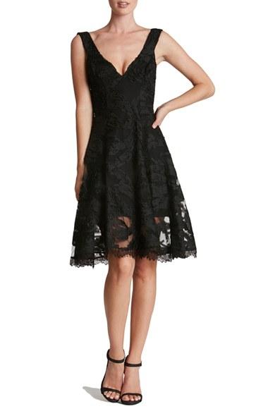 Women's Dress The Population Maya Woven Fit & Flare Dress
