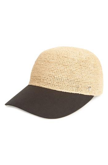 Women's Helen Kaminski Cotton & Raffia Baseball Cap - Brown