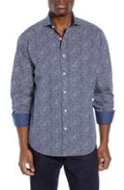 Men's Bugatchi Classic Fit Heart Print Sport Shirt - Blue