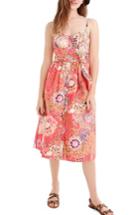 Women's J.crew Classic Button Front Poplin Sundress - Orange