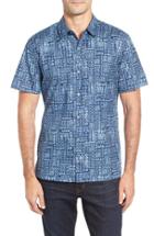 Men's Tori Richard Tapa Town Fit Camp Shirt, Size Small - Blue