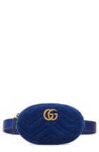 Gucci Small Gg Marmont 2.0 Velvet Belt Bag - Blue