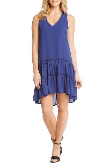 Women's Karen Kane Double Ruffle Hem Crepe Dress - Blue