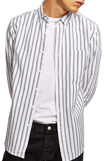 Men's Topman Classic Stripe Shirt - Blue