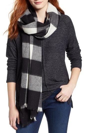 Women's Kate Spade New York Mega Check Wool Scarf, Size - White