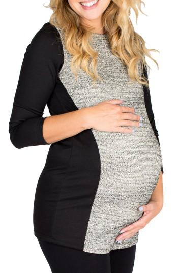 Women's Nom Maternity 'isla' Colorblock Maternity Tunic - Black