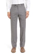 Men's Zanella Devon Flat Front Windowpane Wool Trousers