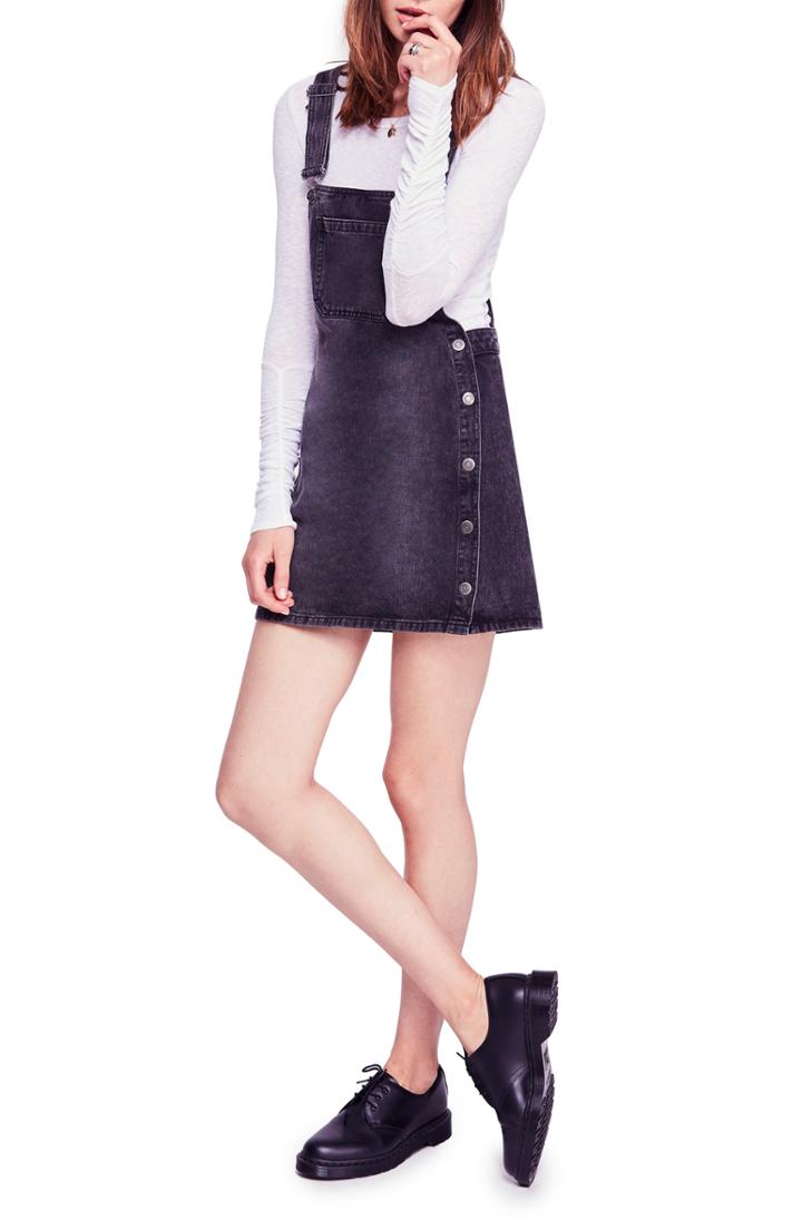 Women's Free People Louise Demin Pinafore Dress - Blue