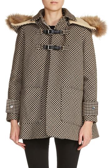 Women's Maje Faux Fur Trim Duffle Coat