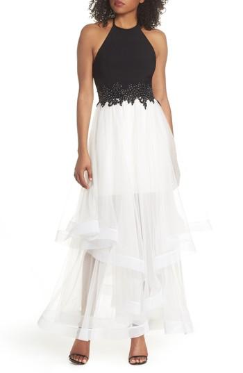 Women's Blondie Nites Applique Tiered Gown - Black