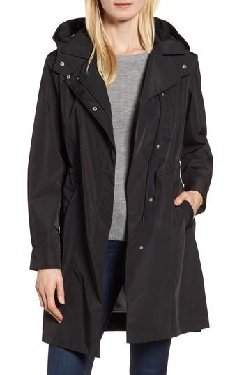 Women's Kristen Blake Tech Hooded Trench Coat - Black