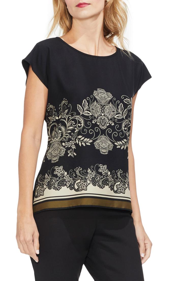 Women's Vince Camuto Ornate Paisley Detail Blouse, Size - Black