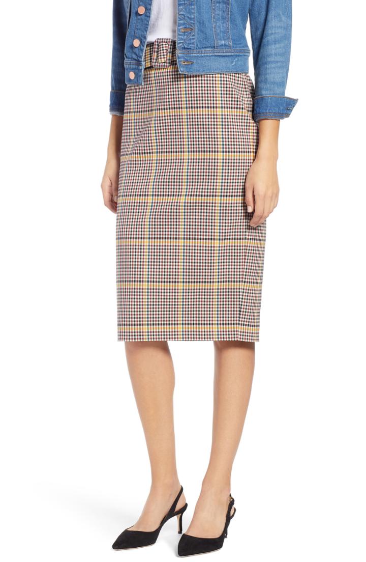 Women's 1901 Plaid Pencil Skirt (similar To 14w) - Red