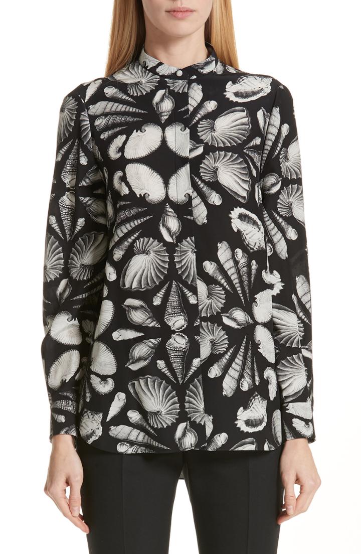 Women's Alexander Mcqueen Cabinet Of Shells Print Silk Blouse