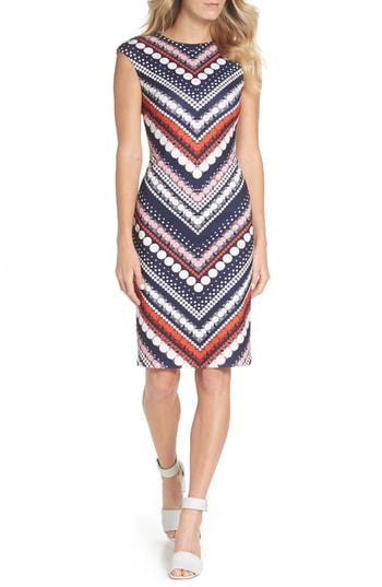 Women's Vince Camuto Print Body-con Scuba Dress - Blue