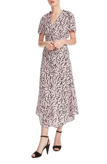 Women's Maje Rivara High/low Floral Surplice Dress - Pink