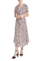 Women's Maje Rivara High/low Floral Surplice Dress - Pink