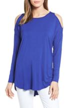 Women's Bobeau Cold Shoulder High/low Top - Purple