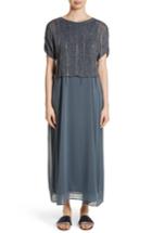 Women's Fabiana Filippi Knit Overlay Stretch Silk Dress Us / 38 It - Grey