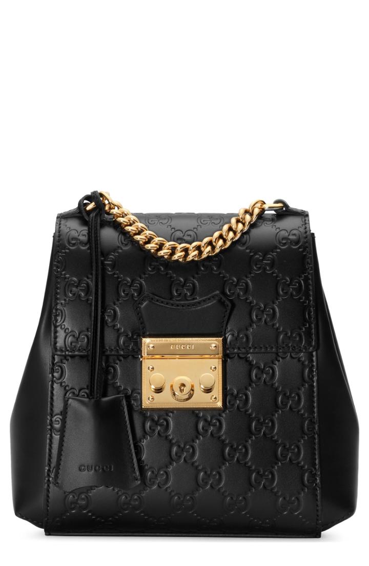Gucci Gg Supreme Leather Padlock Backpack -