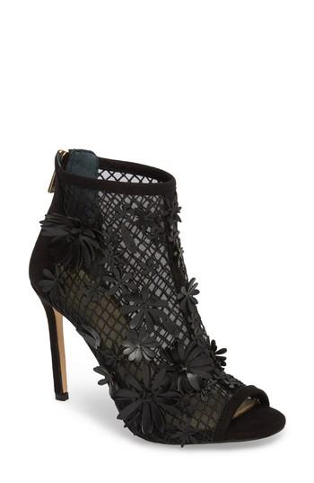 Women's Jessica Simpson Jayko Flower Mesh Bootie M - Black