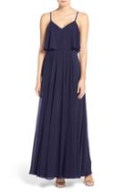 Women's Lulus Popover Bodice Chiffon A-line Gown - Blue