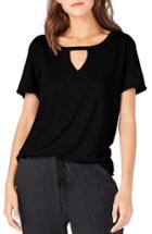 Women's Michael Stars Keyhole Neck Tee, Size - Black