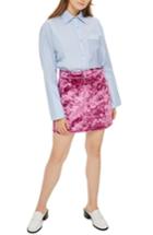 Women's Topshop Bonded Velvet Miniskirt Us (fits Like 0) - Pink