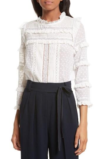 Women's Rebecca Taylor Moon Dot Embroidered Dot Blouse