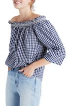 Women's Madewell Smocked Gingham Off The Shoulder Top